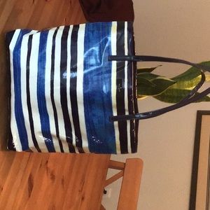 Blue stripe Kate Spade Tote (small)